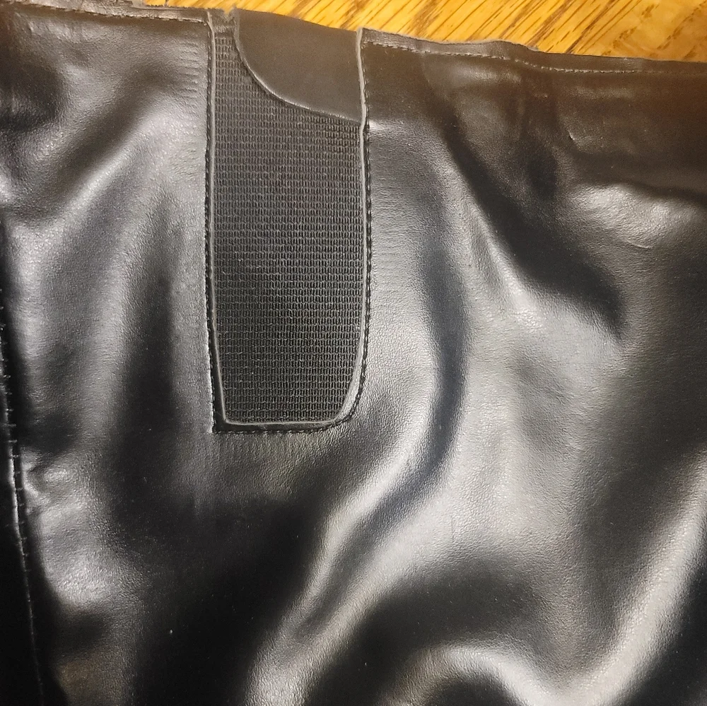 Nine West Black Genuine Leather Buckle Moto Tall Zip Riding Boots